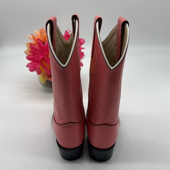 Old West Girls Pink Leather Cowboy Cowgirl Boots - Size 3 COW7126 - Picture 3 of 7